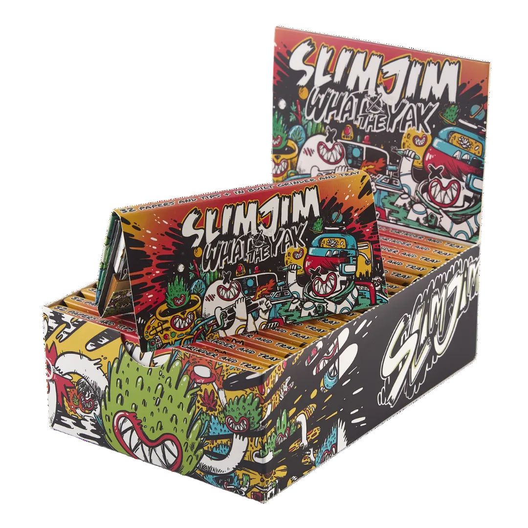 Slimjim X What The Yak - Rolling Paper + Tips & Grinder + Tray Pack (Box of 16) | Slimjim Europe
